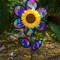 In the Breeze 2645 — 12-Inch Blue Psychedlic Sunflower Spinner with Leaves